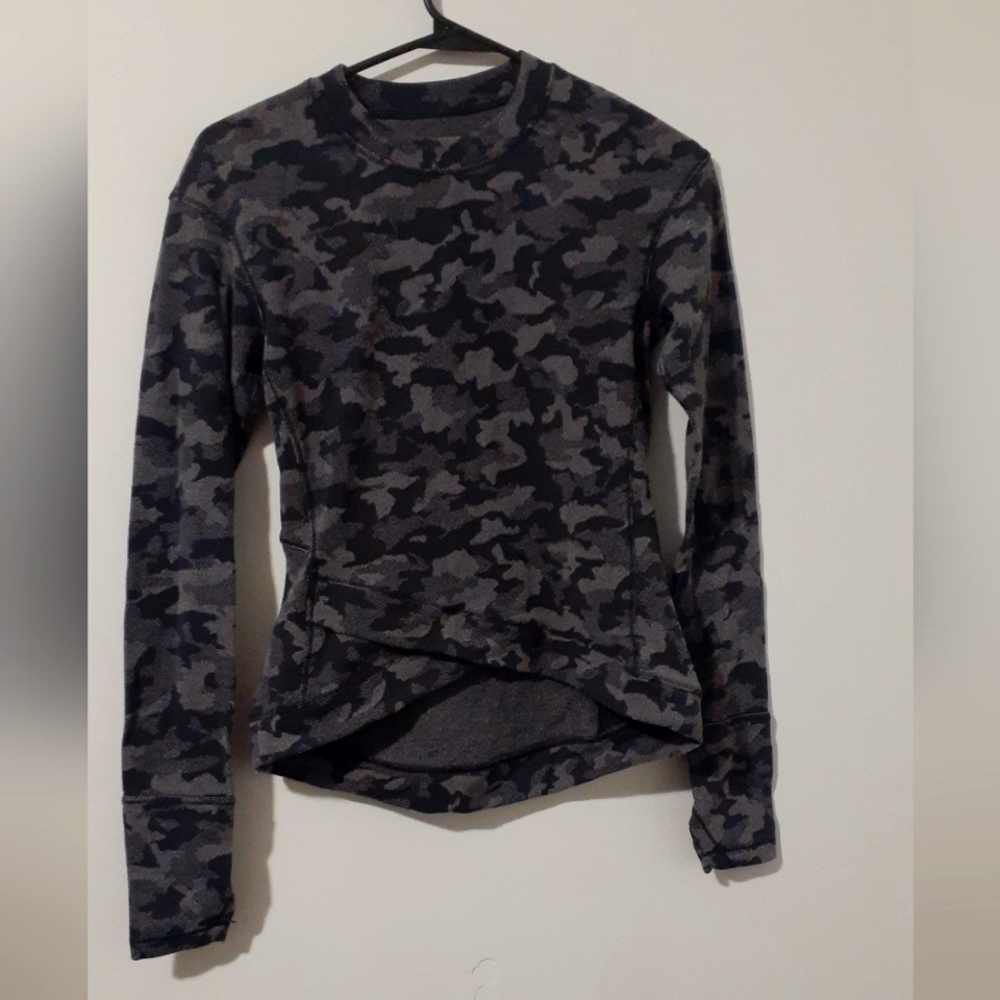 Lululemon rulu run Long Sleeve Heritage Camo Jacquard Blk Lunar Rock 4